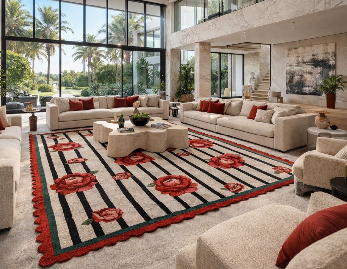 Rose floral rugs